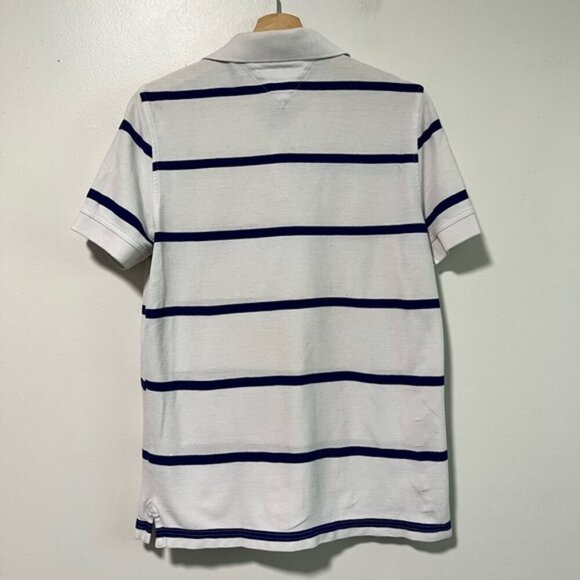 Tommy Hilfiger Men’s Small White & Navy Striped Polo Shirt - Performance Pique - Picture 4 of 12